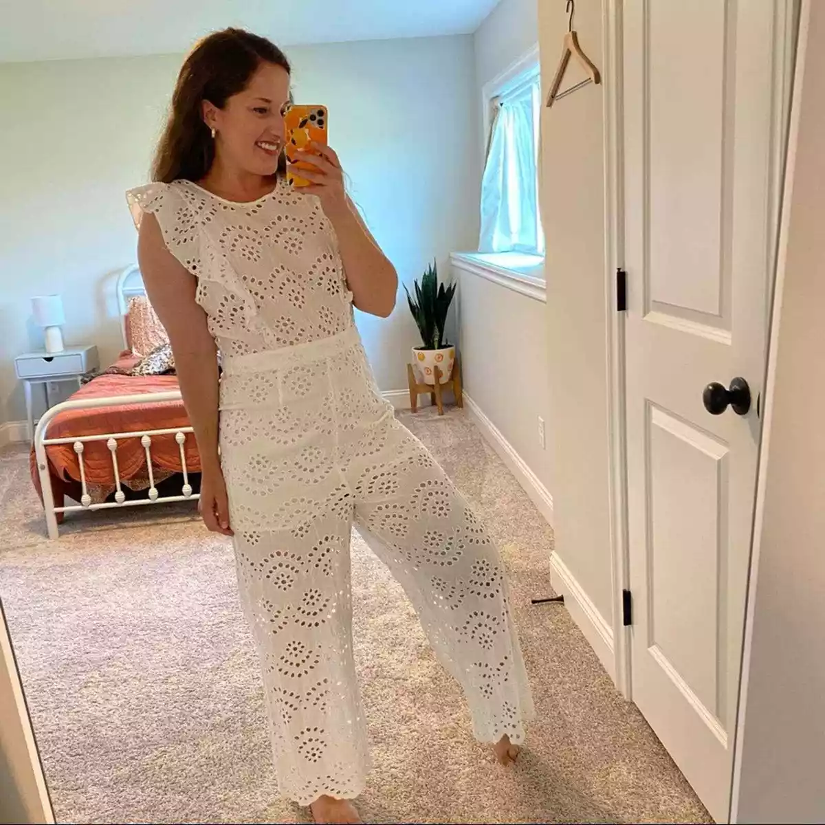 White sale eyelet jumpsuit