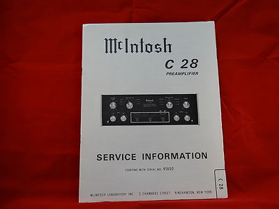McIntosh C 28 Preamplifier Service Manual
