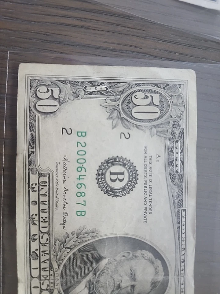1985 Series 50 Dollar Bill Federal Reserve Note Washington DC - Image 3 of 3