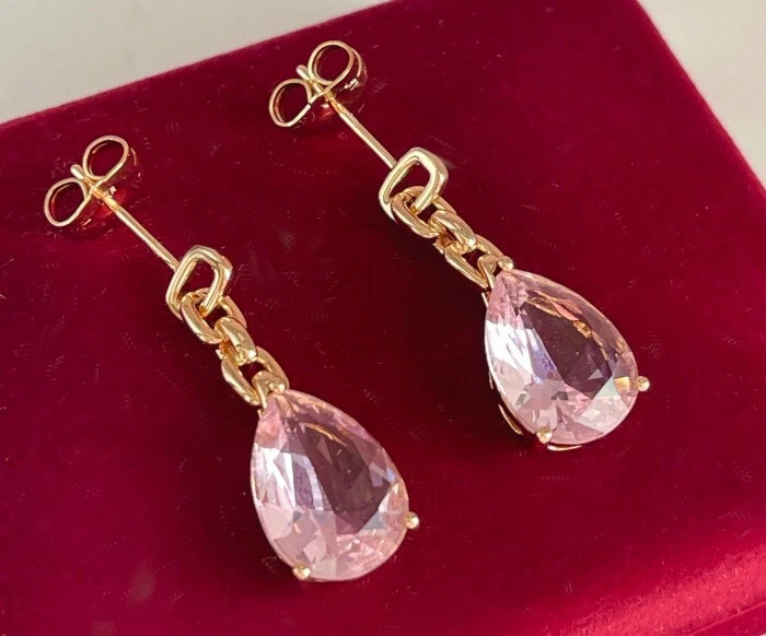 Deluxe Ohrringe Ohrstecker Kristall 750er Rolled Gold 18K vergoldet Schmuckbox - Bild 3 von 4