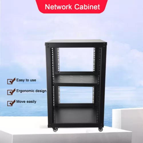 15U Open Frame Server-Rack, 19 Zoll freistehender IT-Rack mit Schwenkrollen
