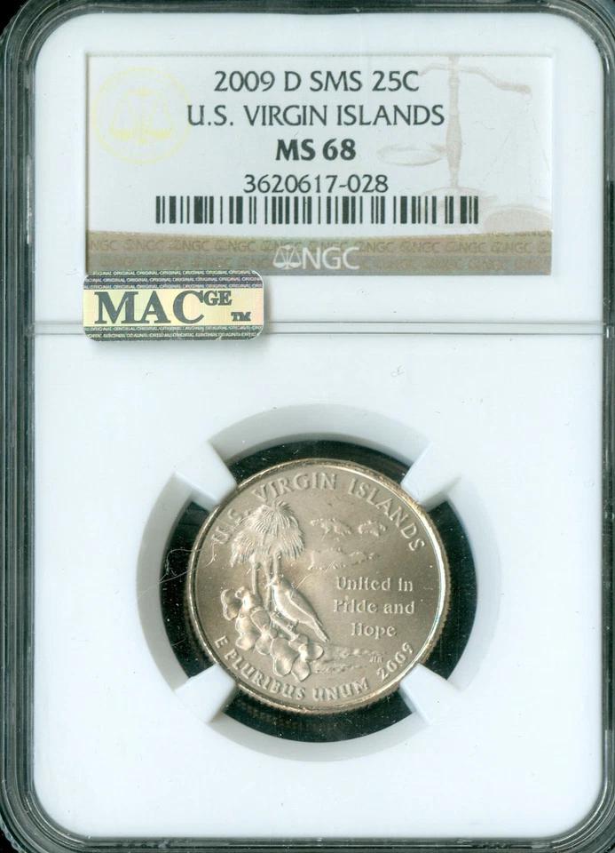 2009 D US VIRGIN ISALND QUARTER NGC MS68 SMS MAC SPOTLESS . - Image 3 of 4