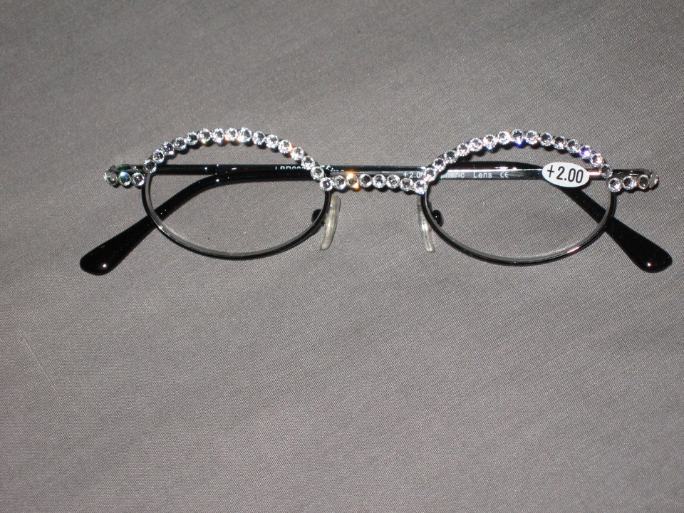 Made with Swarovski Crystal Jeweled Reading Glasses Bling +2.00 Frames