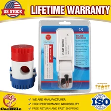 1100GPH 12V Automatic Submersible Plumbing Boat Bilge Water Pump w/ Float Switch