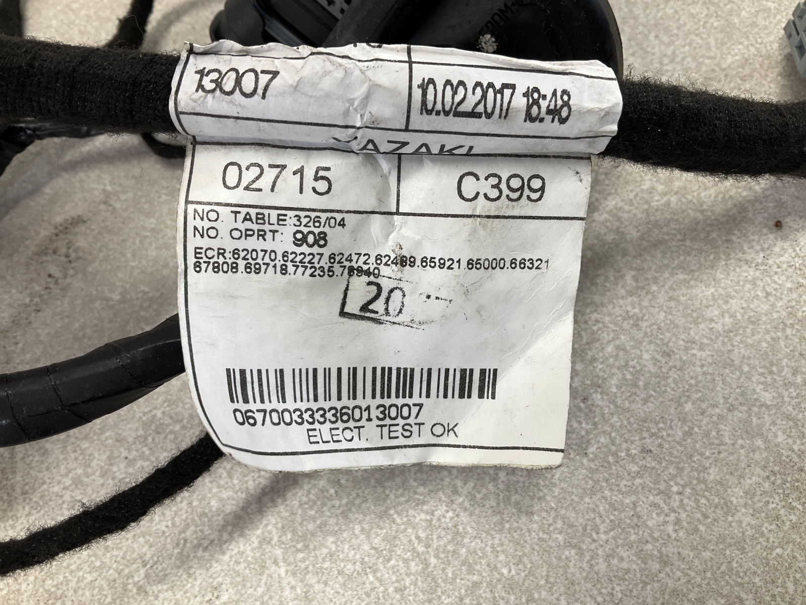 17-20 MASERATI Levante Rear Right Passenger Door Wiring Harness CM
