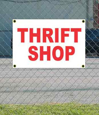 2x3 THRIFT SHOP Red  White Banner Sign NEW Discount Size  Price FREE SHIP
