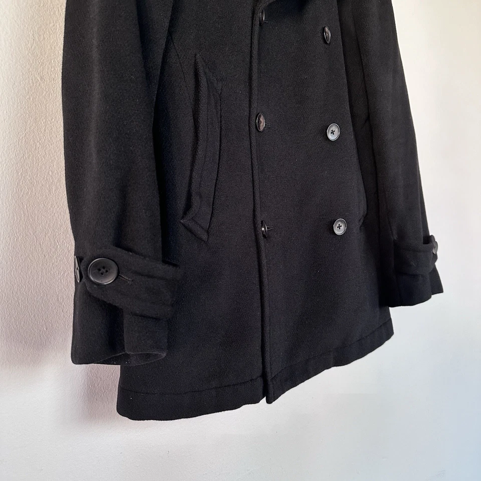 Theory Pea Coat Black Cashmere Blend Smitten Sigmund M - Image 4 of 4