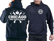 CHICAGO FIRE Dept. axes and flames, navy Hoodie