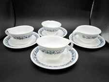Pyrex/Corelle Vintage Old Town Blue Onion Cup and Saucers set of 4 EUC