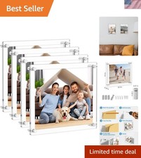 8.5x11 Acrylic Picture frame 4 Packs,Modern Hanging Transparent Lucite Square...