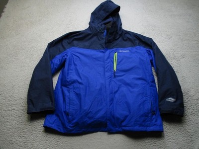 Columbia Omni-Tech Interchange Jacket Mens 2XL Blue Hooded Waterproof 3-in-1