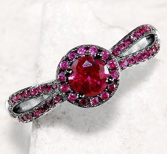 1CT Heat Treated Rubellite Tourmaline 925 Sterling Silver Filigree Ring Sz 9 MP2