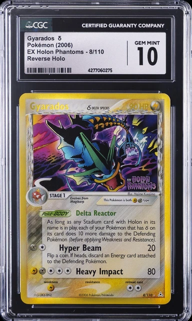 2006 POKEMON EX HOLON PHANTOMS,  REVERSE HOLO #8/110 GYARADOS CGC 10 GEM MINT