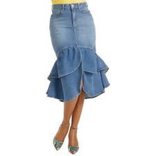 Masseys  Ruffle Denim Skirt