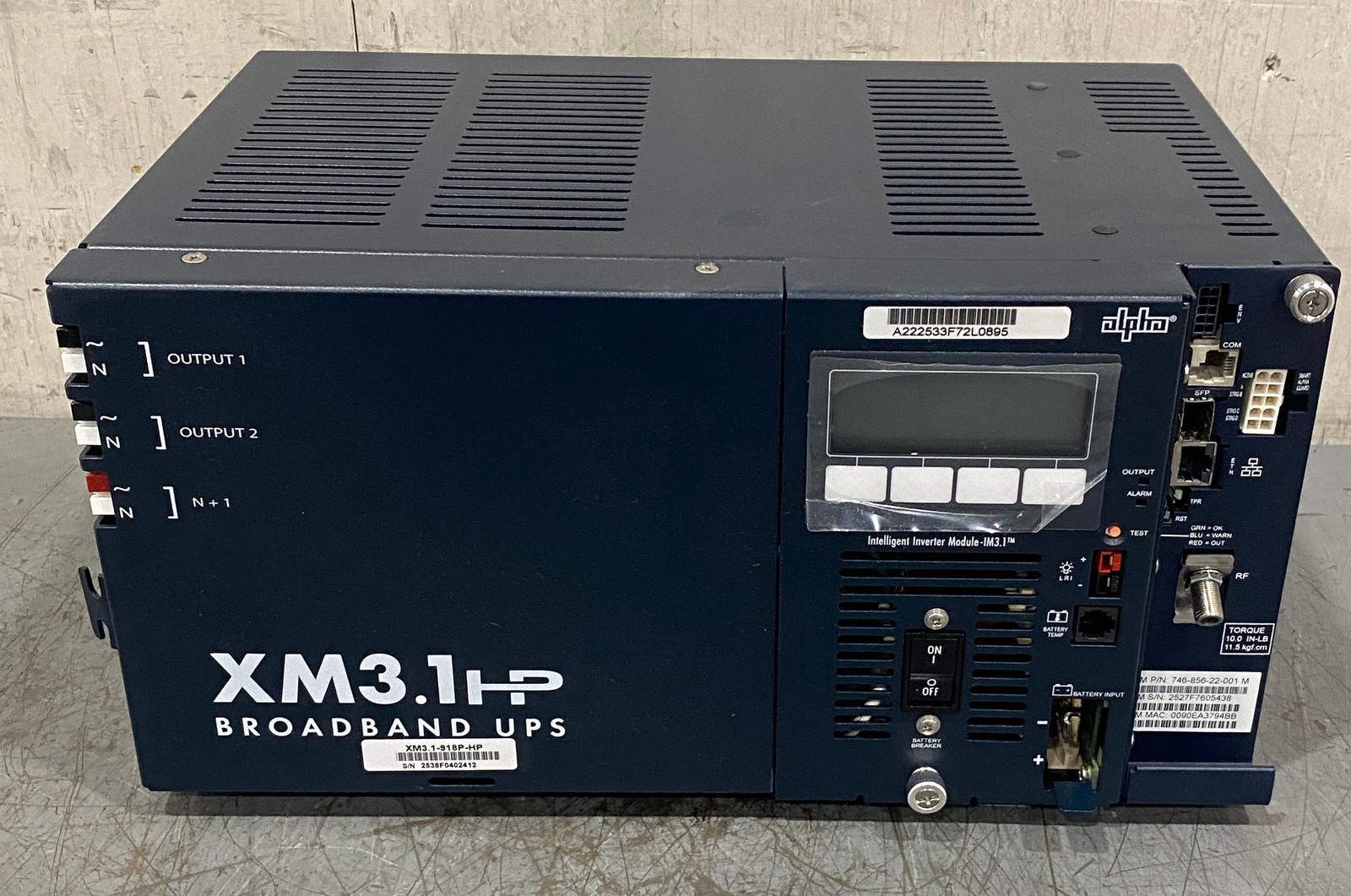Alpha XM3.1 18A 120VAC UPS Power Supply XM3.1-918P-HP