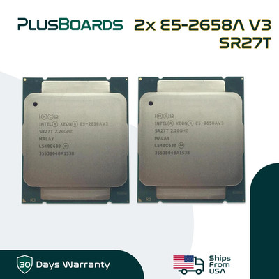 Lot of 2 Intel Xeon E5-2658A V3 2.20GHz 12C LGA 2011-3 30MB CPU Server Processor