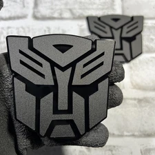 Fender Badges 2x Autobot Transformer Mask Car Emblem Matte Black Badge Decal