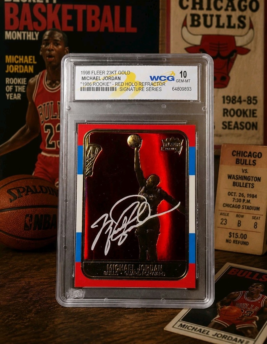 Michael Jordan Autograph Red Holo Refractor NBA Bulls Grade 10 Gem