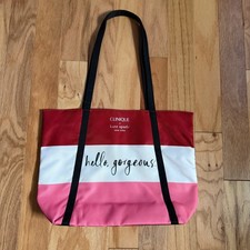 Kate Spade x Clinique Tote Bag Hello Gorgeous Pink Red Striped Limited Edition