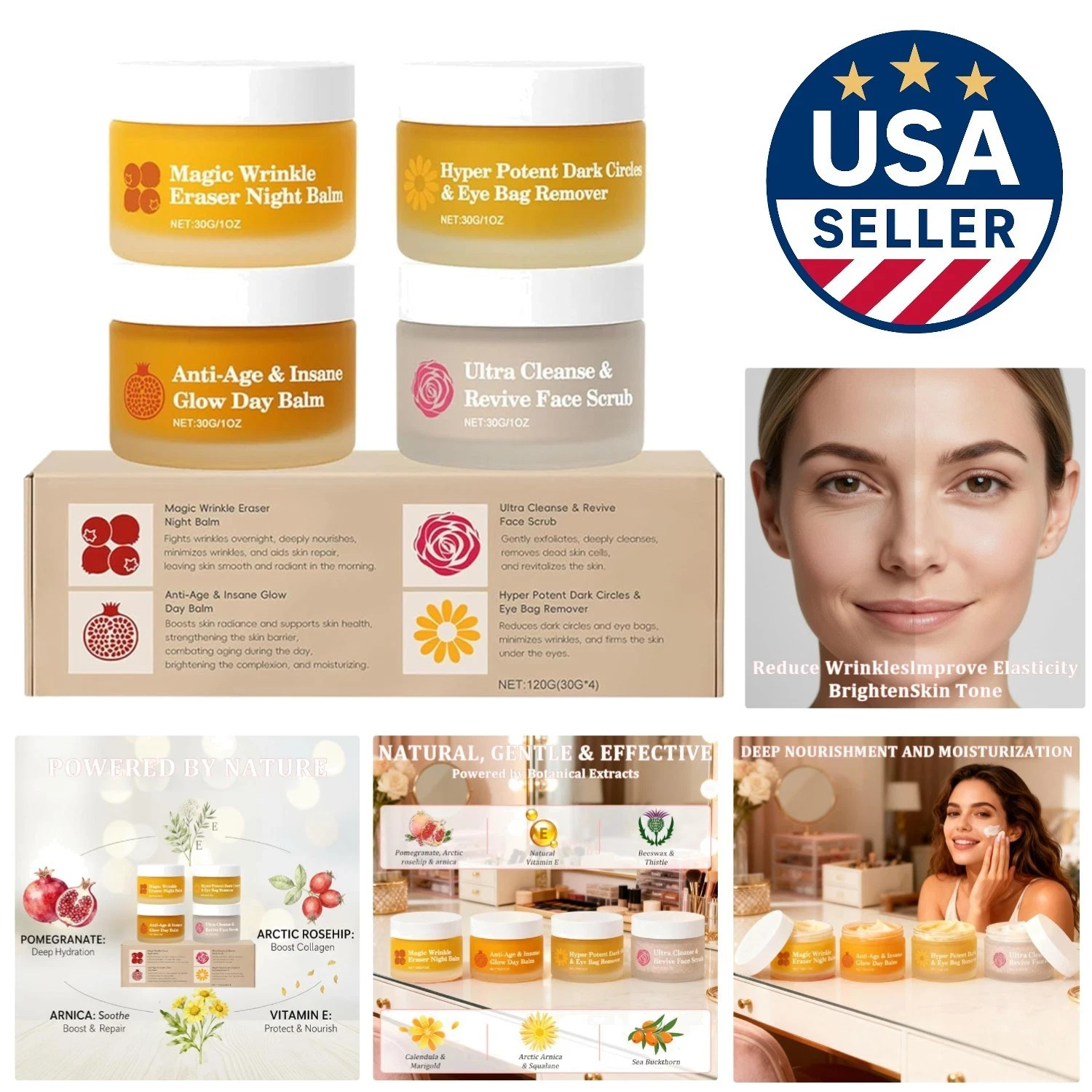 Gentle Organic Facial Balm for Mature Skin - Reduces Fine Li