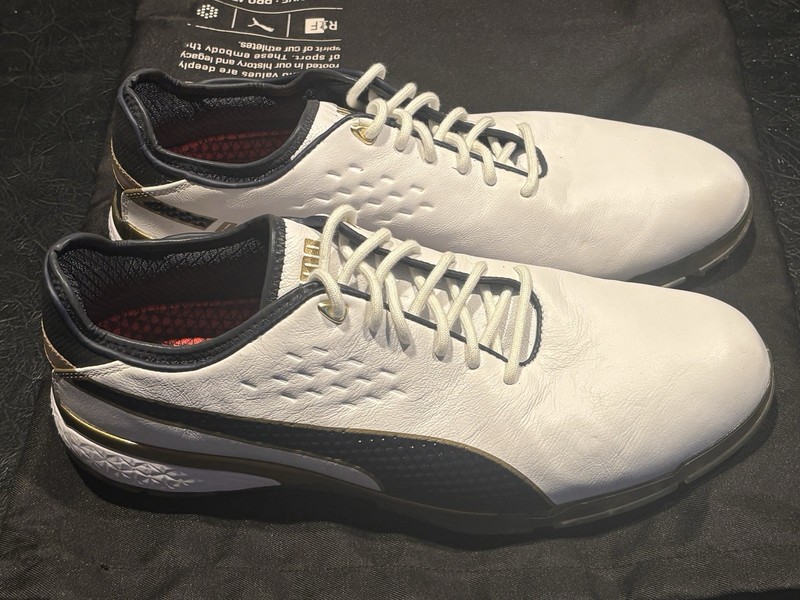 Rickie Fowler Photo Shoot Sample Puma PROADAPT DELTA GOLF SHOES White/Navy size9