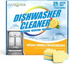 Dishwasher Cleaner Deodorizer Descaler Tablets, 24 Pack Heavy Duty Deep Clean A