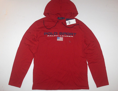 POLO RALPH LAUREN Men's Polo Sport USA Yacht Ocean Challenge Hooded T-Shirt, RED