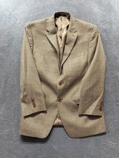 Lauren Ralph Lauren Sport Coat Mens 42R Beige Check Silk Wool 2 Button Blazer