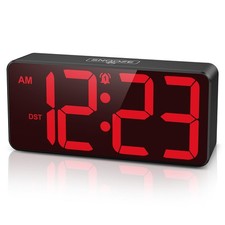Small Battery Operated Digital Alarm Clock Cordless Travel Large LED Digits