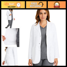 Women's Lab Coat - Soft Stretch Fabric, 4 Pockets, Medical Doctor Coat, Healthca