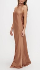 Show Me Your Mumu Lisa Maxi Dress Womens Medium Copper Luxe Satin Lined Halter