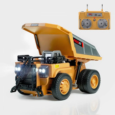 Mini RC Dump Truck Toy, 8-Channel Remote Control Toy with Metal Bed  Light, RC