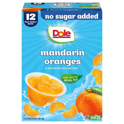 Dole Fruit Bowls Mandarin Oranges in 100% Fruit Juice, 4 oz Cups - 12 Pack