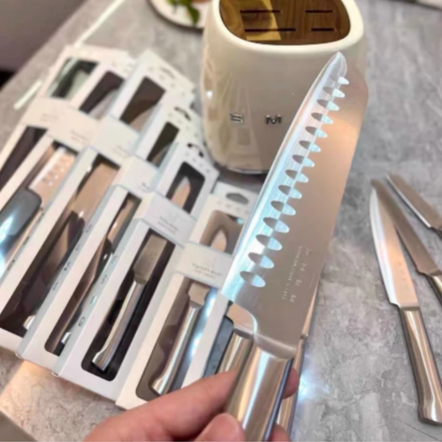 SMEG 6-teiliges Edelstahl Koch Küchenbesteck Set Santoku Brot Fleisch - Bild 10 von 19