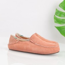 OluKai Womens Nohea Slipper Size 7 Pink Suede Sherpa Shearling SlipOn Shoe Flat