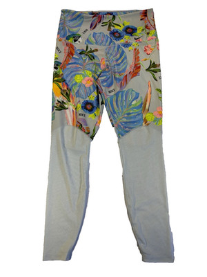 Nike Dri-Fit Women's L Victory Training Leggings Tropical Mesh Performance Gym