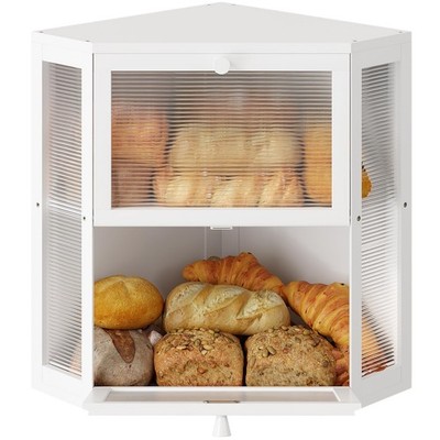 Corner Bread Box for Kitchen Countertop, Double Layer Bread Storage Container...
