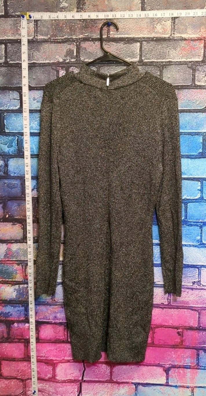 Michael Kors Mini Abito Donna Metallizzato Manica Lunga US Taglia XL