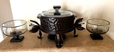 Jan Barboglio Retired Hammered Cast Iron Decorative 2 Qt Chafing Serving Dish