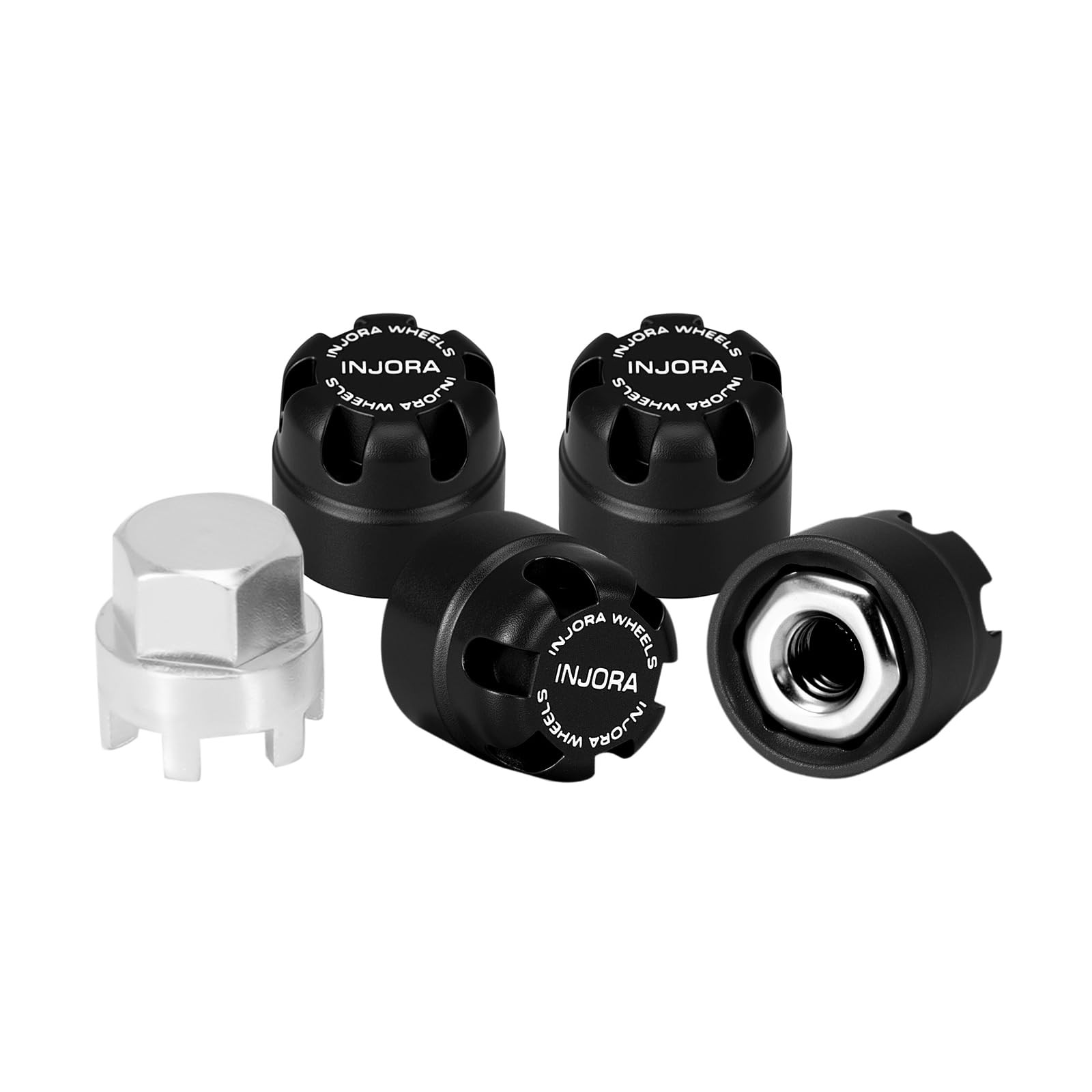 INJORA M2.5 Wheel Lock Nuts with Aluminum Cap for 1/18 RC 2.5mm, Black