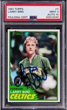 1981 Topps #4 Larry Bird Signed ROOKIE Card RC PSA 9 AUTO 10 Only 1 Higher $138K