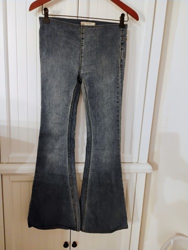 Free People Flared Bell Bottom Denim Jeans Elastic Waist Pull On Womens Jeans 25 - Picture 13 of 13
