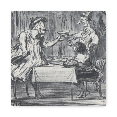 Honoré Daumier - Chevalier..., c'est à vous que je bois! - Canvas Wall Art