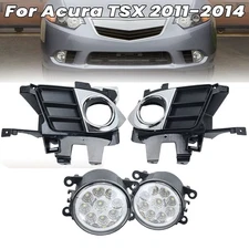 LED Bumper Fog Light Lamp Frame Cover W/Chrome Trim 4PCS/SET For Acura TSX 11-14