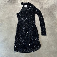 Parker Black Sequin One Shoulder Cocktail Dress Womens 6 Party Mini Formal Event