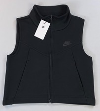 Women  s Nike Sportswear Tech Fleece Vest Black Full Zip Sleeveless HJ1378 Size M