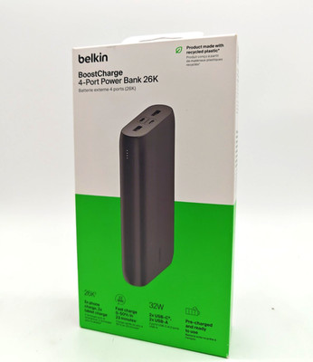 Belkin BoostCharge Powerbank 26.000mAh 4-Port USB-C USB-A Schnellladegerät Neu