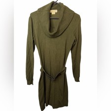 Michael Kors Olive Green Cowl Neck Belted Sweater Dress