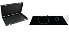 Blck Jewelry Case 2xMetal Clasps Removable Lid w/ Black Velvet Display Insert