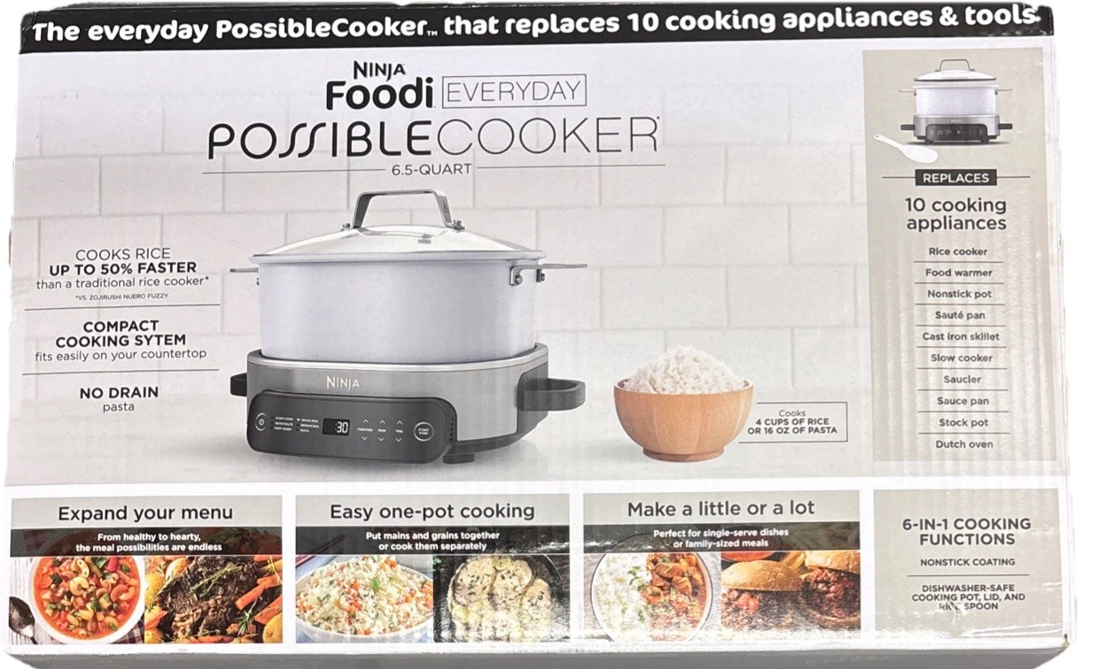 Ninja Foodi 6.5 Qt 10-in-1 PossibleCooker Multi-Cooker Slow Cooker White MC1100
